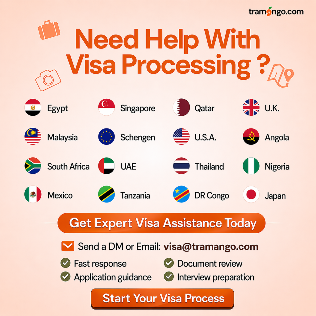 List of countries that Tramango currently helps with visa processing to.